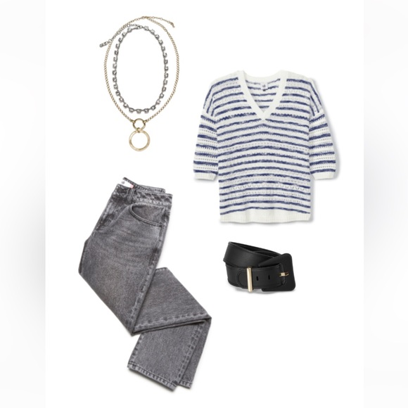 Cabi Peace Pullover, Size Medium, navy/White Stripe - Picture 11 of 13